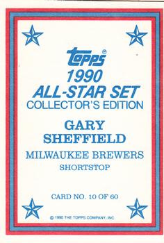 1990 Topps - 1990 All-Star Set Collector's Edition (Glossy Send-Ins) #10 Gary Sheffield Back