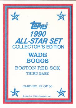 1990 Topps - 1990 All-Star Set Collector's Edition (Glossy Send-Ins) #22 Wade Boggs Back