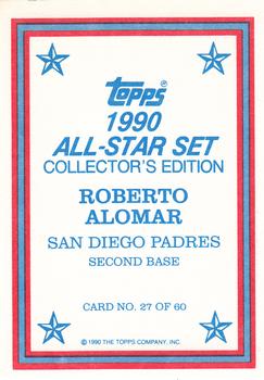 1990 Topps - 1990 All-Star Set Collector's Edition (Glossy Send-Ins) #27 Roberto Alomar Back