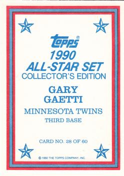 1990 Topps - 1990 All-Star Set Collector's Edition (Glossy Send-Ins) #28 Gary Gaetti Back