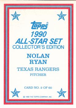 1990 Topps - 1990 All-Star Set Collector's Edition (Glossy Send-Ins) #2 Nolan Ryan Back
