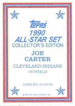 1990 Topps - 1990 All-Star Set Collector's Edition (Glossy Send-Ins) #33 Joe Carter Back