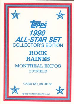 1990 Topps - 1990 All-Star Set Collector's Edition (Glossy Send-Ins) #38 Rock Raines Back