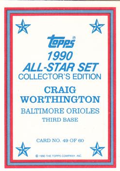 1990 Topps - 1990 All-Star Set Collector's Edition (Glossy Send-Ins) #49 Craig Worthington Back
