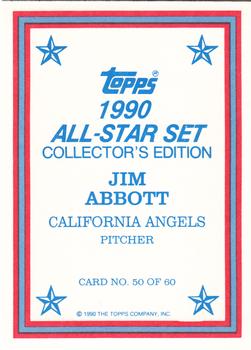 1990 Topps - 1990 All-Star Set Collector's Edition (Glossy Send-Ins) #50 Jim Abbott Back