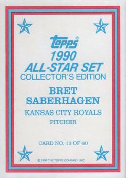 1990 Topps - 1990 All-Star Set Collector's Edition (Glossy Send-Ins) #13 Bret Saberhagen Back