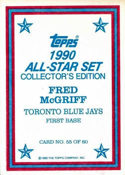 1990 Topps - 1990 All-Star Set Collector's Edition (Glossy Send-Ins) #55 Fred McGriff Back
