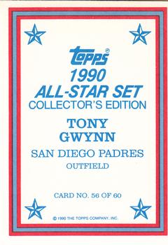 1990 Topps - 1990 All-Star Set Collector's Edition (Glossy Send-Ins) #56 Tony Gwynn Back