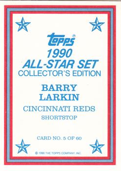 1990 Topps - 1990 All-Star Set Collector's Edition (Glossy Send-Ins) #5 Barry Larkin Back