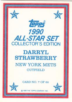 1990 Topps - 1990 All-Star Set Collector's Edition (Glossy Send-Ins) #7 Darryl Strawberry Back