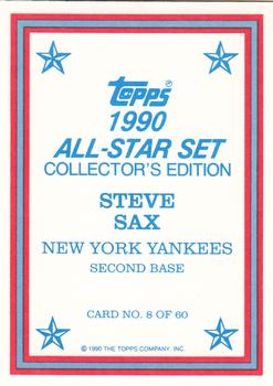 1990 Topps - 1990 All-Star Set Collector's Edition (Glossy Send-Ins) #8 Steve Sax Back