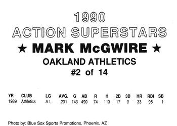 1990 Blue Sox Action Superstars (unlicensed) #2 Mark McGwire Back