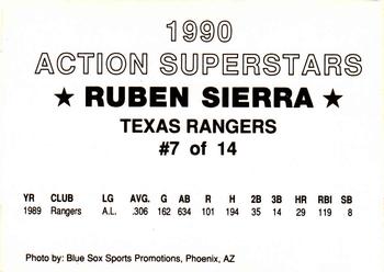 1990 Blue Sox Action Superstars (unlicensed) #7 Ruben Sierra Back