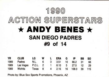 1990 Blue Sox Action Superstars (unlicensed) #9 Andy Benes Back