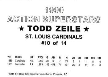1990 Blue Sox Action Superstars (unlicensed) #10 Todd Zeile Back