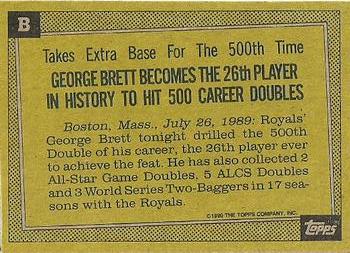 1990 Topps - Wax Box Bottom Panels Singles #B George Brett Back
