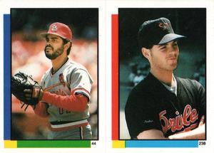 1990 Topps Stickers #44 / 238 Jose Oquendo / Gregg Olson Front
