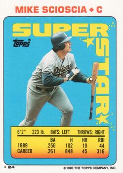 1990 Topps Stickers - Super Star Backs #24 Mike Scioscia Front