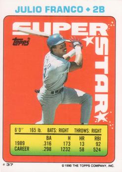 1990 Topps Stickers - Super Star Backs #37 Julio Franco Front
