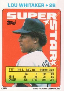 1990 Topps Stickers - Super Star Backs #39 Lou Whitaker Front