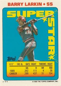 1990 Topps Stickers - Super Star Backs #11 Barry Larkin Front