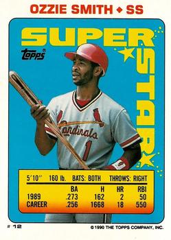 1990 Topps Stickers - Super Star Backs #12 Ozzie Smith Front