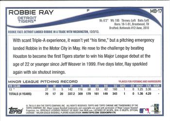 2014 Topps Chrome Update #MB-17 Robbie Ray Back