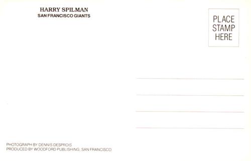 1987 San Francisco Giants Postcards #NNO Harry Spilman Back
