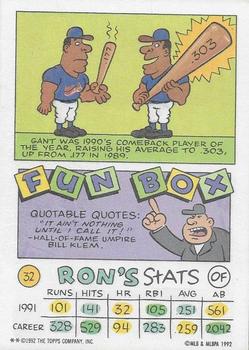 1992 Topps Kids #32 Ron Gant Back
