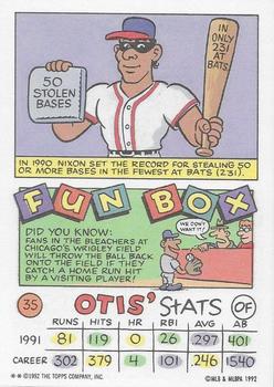 1992 Topps Kids #35 Otis Nixon Back