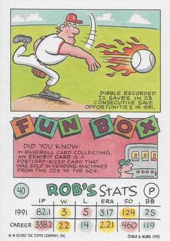 1992 Topps Kids #40 Rob Dibble Back