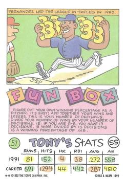 1992 Topps Kids #57 Tony Fernandez Back