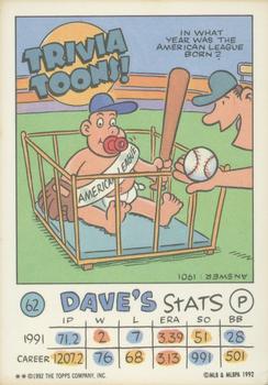 1992 Topps Kids #62 Dave Righetti Back
