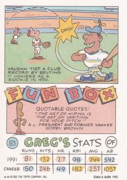 1992 Topps Kids #83 Greg Vaughn Back