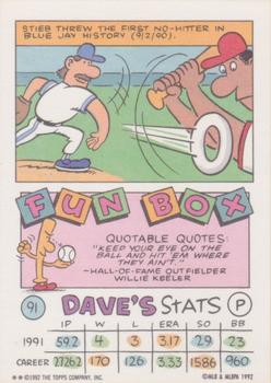 1992 Topps Kids #91 Dave Stieb Back