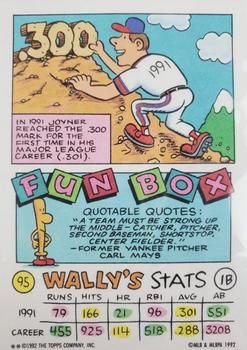 1992 Topps Kids #95 Wally Joyner Back