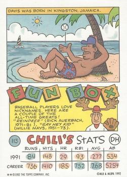 1992 Topps Kids #113 Chili Davis Back