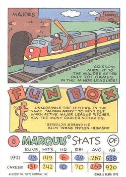 1992 Topps Kids #8 Marquis Grissom Back