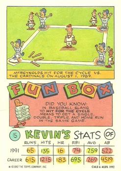 1992 Topps Kids #15 Kevin McReynolds Back