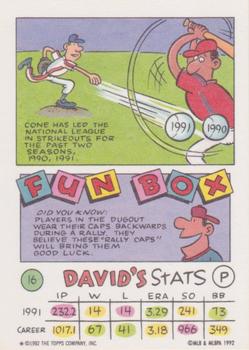 1992 Topps Kids #16 David Cone Back