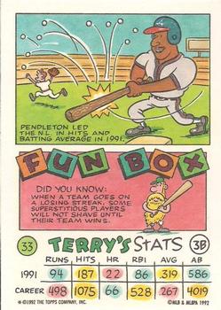 1992 Topps Kids #33 Terry Pendleton Back