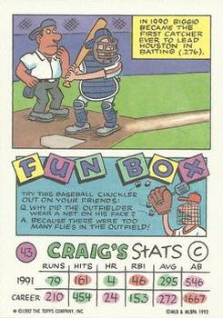 1992 Topps Kids #43 Craig Biggio Back