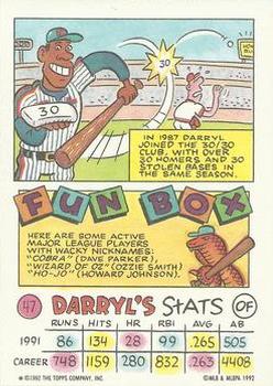 1992 Topps Kids #47 Darryl Strawberry Back
