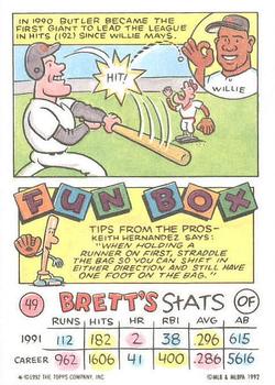 1992 Topps Kids #49 Brett Butler Back