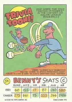 1992 Topps Kids #54 Benny Santiago Back