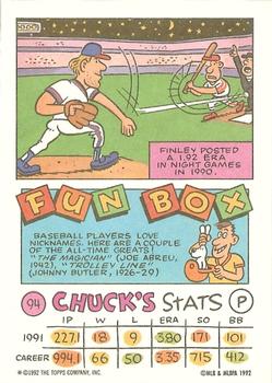1992 Topps Kids #94 Chuck Finley Back