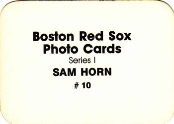 1986 Boston Red Sox Photo Cards (unlicensed) #10 Sam Horn Back