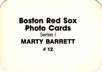 1986 Boston Red Sox Photo Cards (unlicensed) #12 Marty Barrett Back