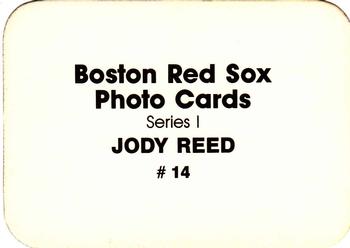 1986 Boston Red Sox Photo Cards (unlicensed) #14 Jody Reed Back