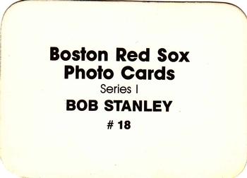 1986 Boston Red Sox Photo Cards (unlicensed) #18 Bob Stanley Back